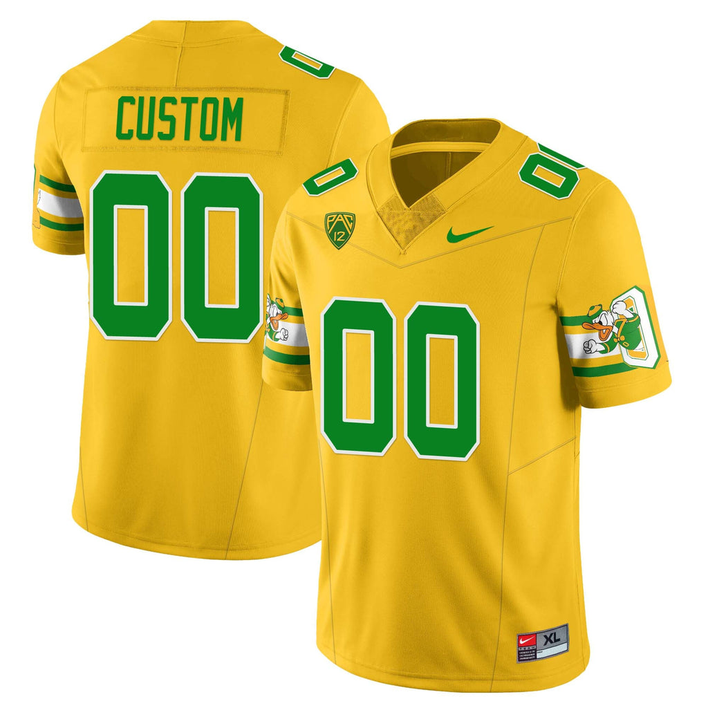 Men’s Oregon Ducks ‘Mighty Oregon’ Throwback Football Custom Uniforms – All Stitched