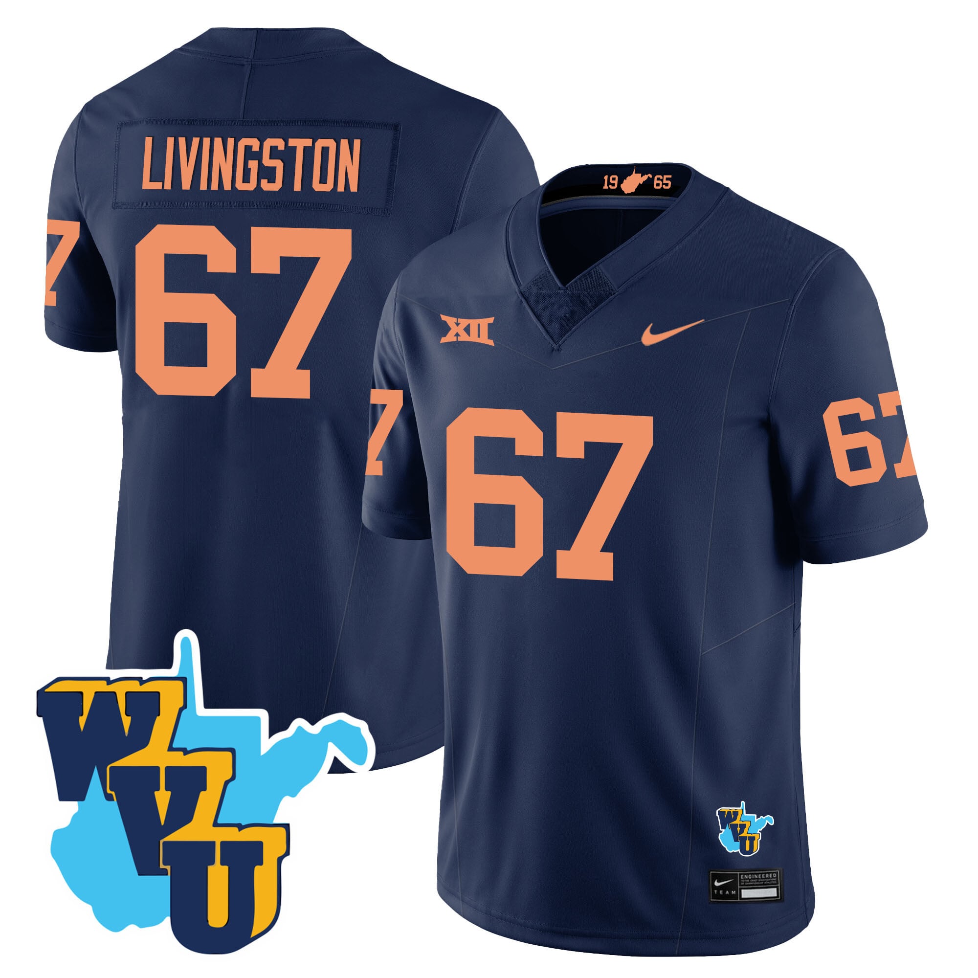Men's West Virginia Mountaineers 1965-2025 Throwback Jersey - All Stitched