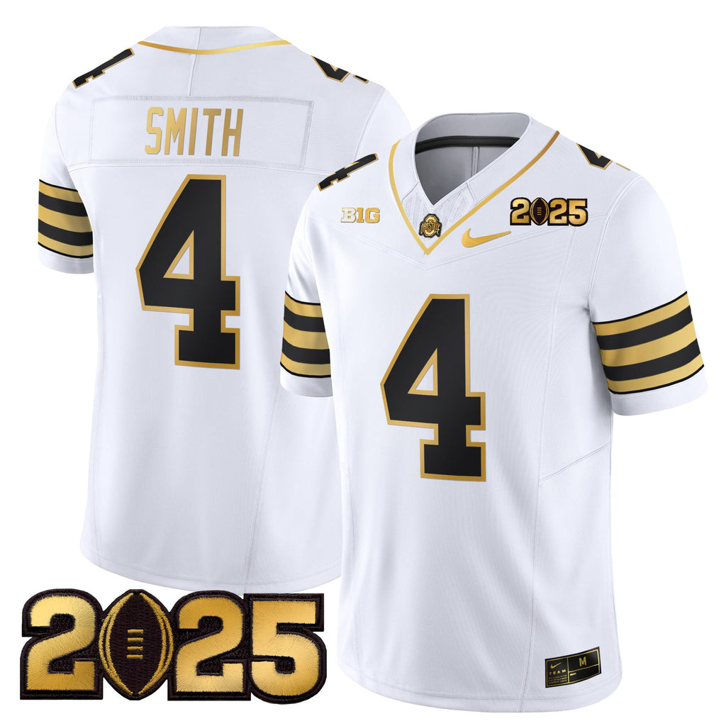 Men's Ohio State Buckeyes 'Heritage Stripe' CFP Final Patch Gold Vapor Limited Jersey - All Stitched