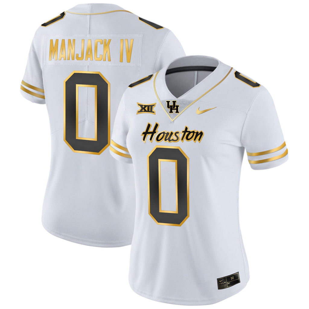 Women's Houston Cougars 2023 Oilers Inspired Gold Jersey - All Stitched